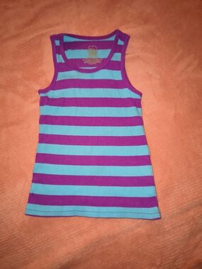 Faded Glory Purple & Teal Striped Girls Tank